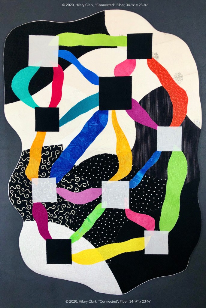 Connected: art quilt, textured fiber painting
